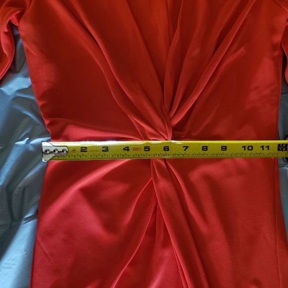 H&MDRESS SIZE 6 KNOT FRONT LONG SLEEVE RED ORANGE - Picture 6 of 10